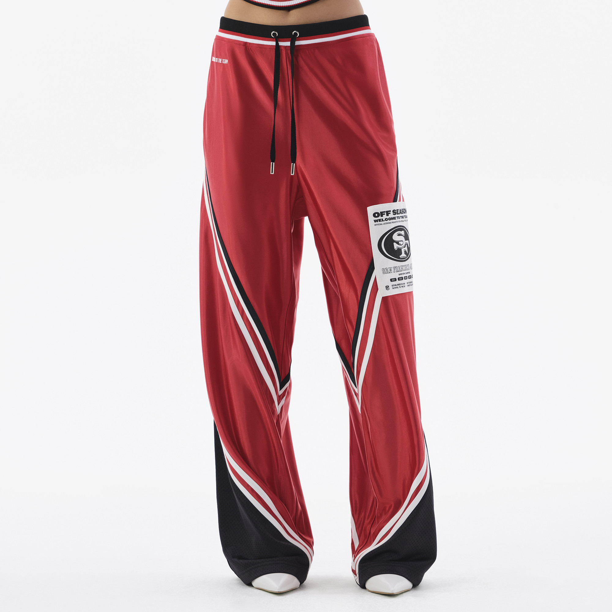 Women's Scarlet San Francisco 49ers Shiny Chevron Track Pants | NFL Shop