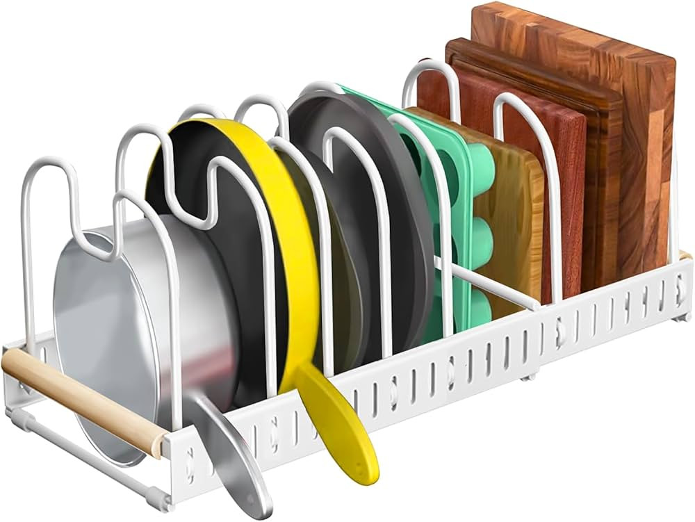 Pots and Pans Organizer Under Cabinet, Expandable Cutting Board Organizer, kitchen Organizers, an... | Amazon (US)