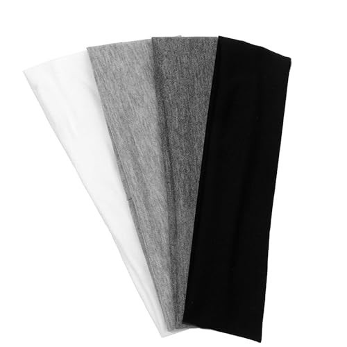 Hexchasty Headbands for Women Cloth Fashion Fabric Stretchy Thick Sweat Headband for Womens Cute Soft Hair Bands for Women' s Hair for Yoga Sports Running Black White C1 | Amazon (US)