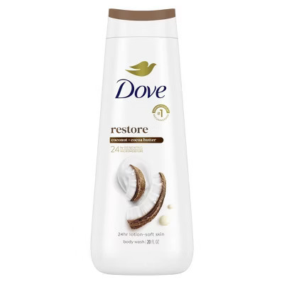 Dove Restore Body Wash - Coconut & Cocoa Butter 24hr Lotion-Soft Skin - 20oz | Target