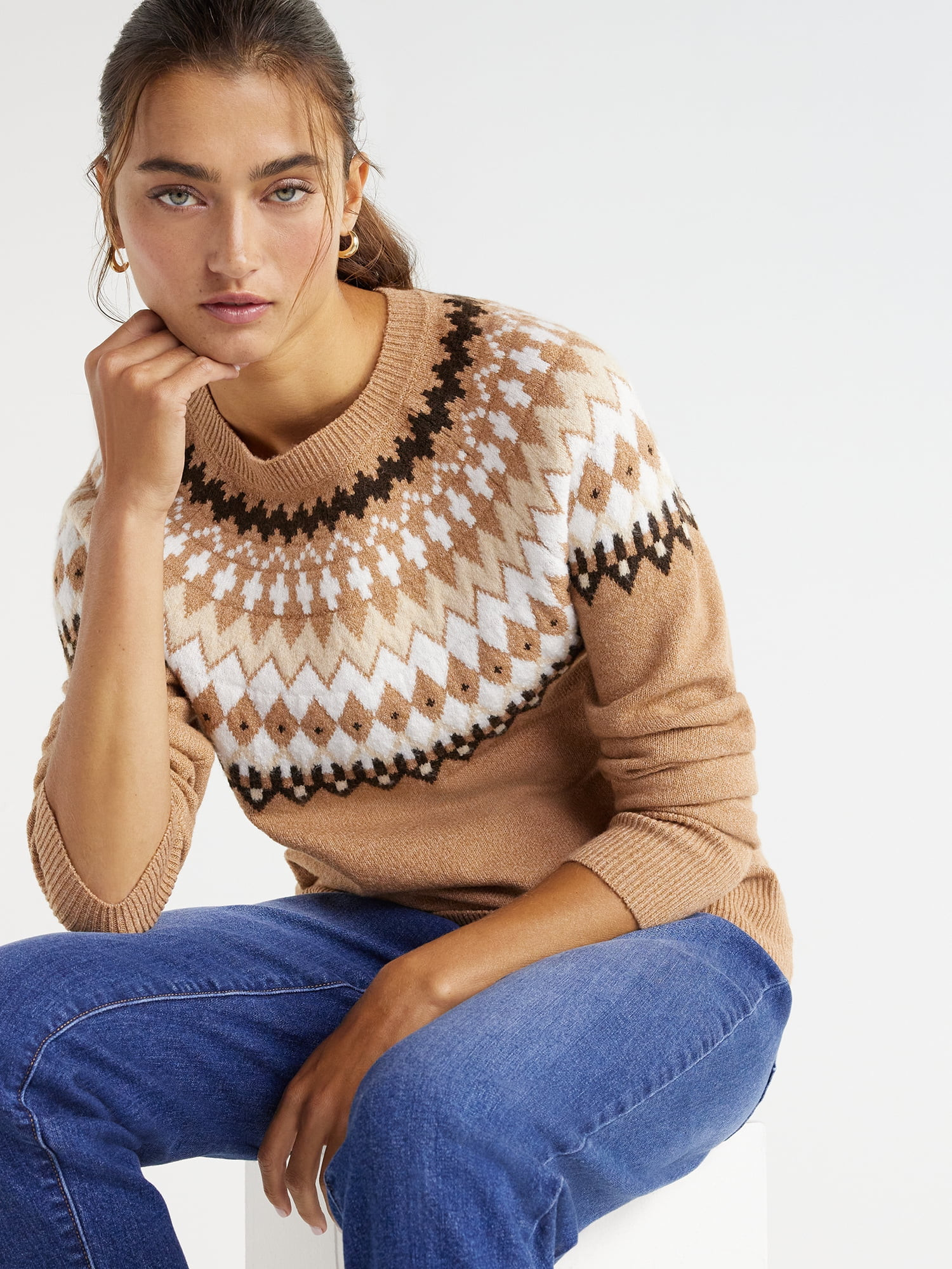 Time and Tru Women's Pullover Crew Neck Sweater, Midweight, Sizes XS-XXXL | Walmart (US)