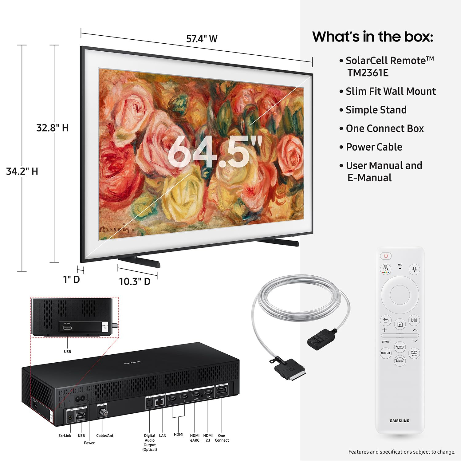 SAMSUNG Smart TV Class QLED 4K LS03D The Frame Series Quantum HDR de 65 pulgadas con Dolby Atmos,... | Amazon (US)