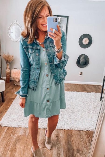 Dress fits tts, comes in more colors, denim jacket has lots of stretch, taupe booties, Amazon Fashion, Amazon finds, dresses, business casual, date night, spring outfits, fashion over 40



#LTKstyletip #LTKsalealert #LTKfindsunder50