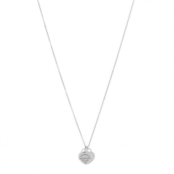 TIFFANY Sterling Silver Mini Return to Tiffany Double Heart Tag Pendant Necklace | Fashionphile