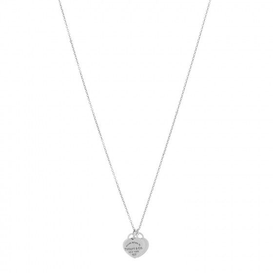 TIFFANY Sterling Silver Mini Return to Tiffany Double Heart Tag Pendant Necklace | Fashionphile
