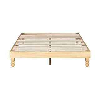 59.4 in. W Natural Queen Wood Frame Full Platform Bed XYM-BA00480-5N - The Home Depot | The Home Depot