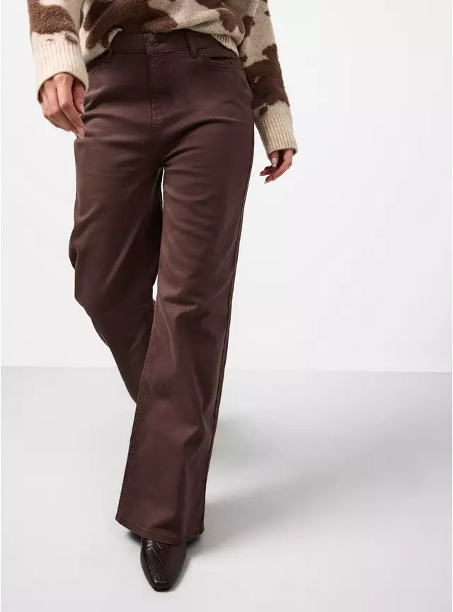 Chocolate Brown Denim Wide Leg Jeans  6R | Tu Clothing