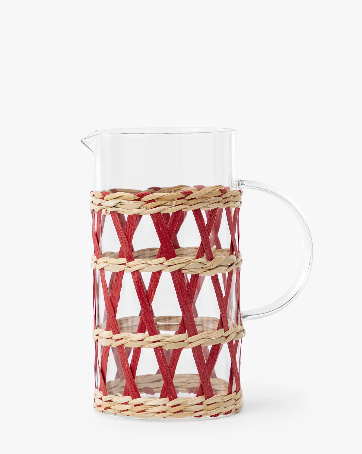 Glass Pitcher in Red & Natural Raffia Sleeve | McGee & Co. (US)