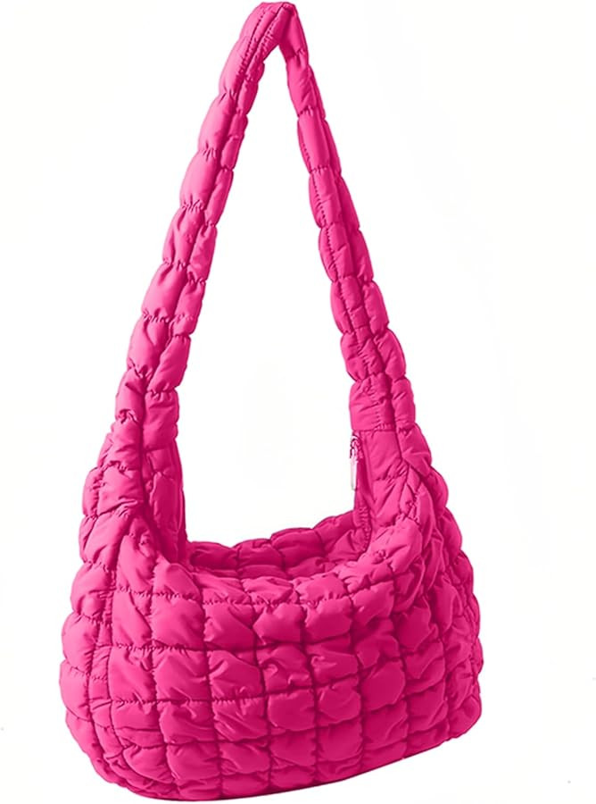 Puffer tote bag for Women,Quilted crossbody bag with Long Shoulder Strap,Lightweight Nylon Handba... | Amazon (US)