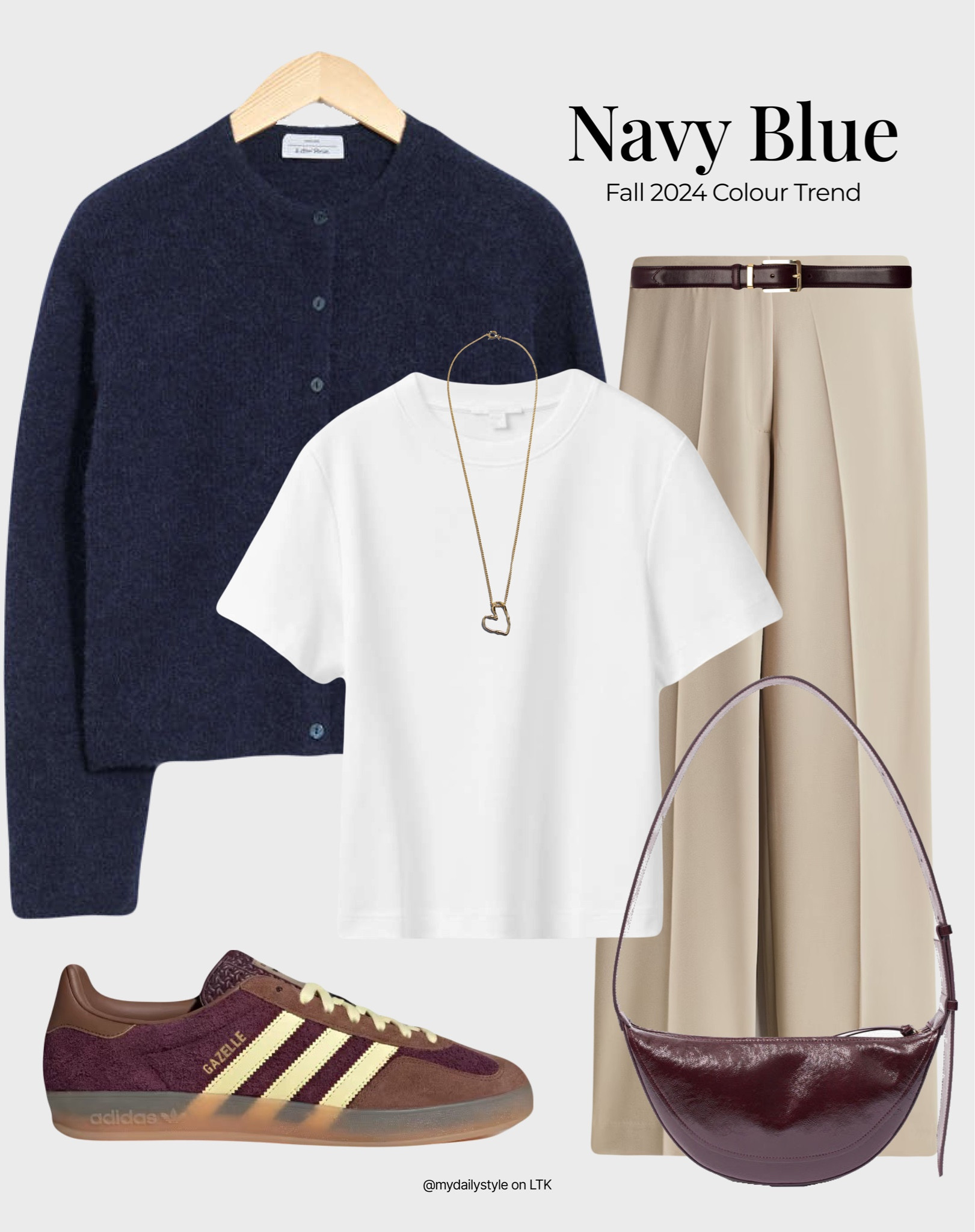 Navy blue is a gorgeous deep shade. No wonder, it has become a wardrobe 2024 staple. 

Styling navy blue wool cardigan with a white t-shirt, wide beige trousers, brown Samba sneakers, & brown clutch.

Tags: navy blue, deep blue, azul marino, fall style, pre-fall, autumn style, fall outfit, autumn outfit, fall fashion, autumn fashion, easy styling, simple everyday look, chic & basic outfit, Parisian look, casual outfit, capsule wardrobe, office look, brunch style, high street.

#LTKstyletip #LTKshoes #LTKautumn