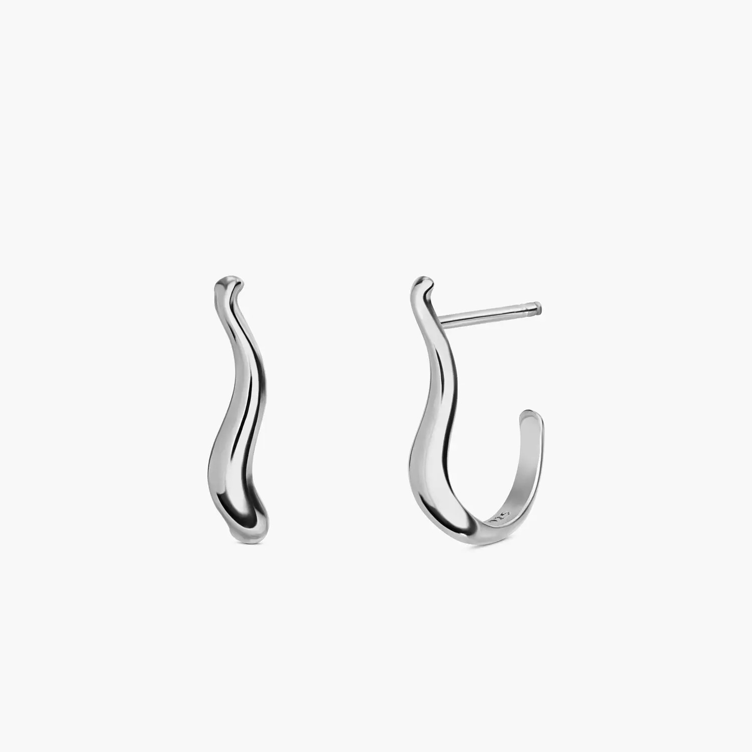 Dainty Wave Stud Earrings- Silver | Oak & Luna (US)