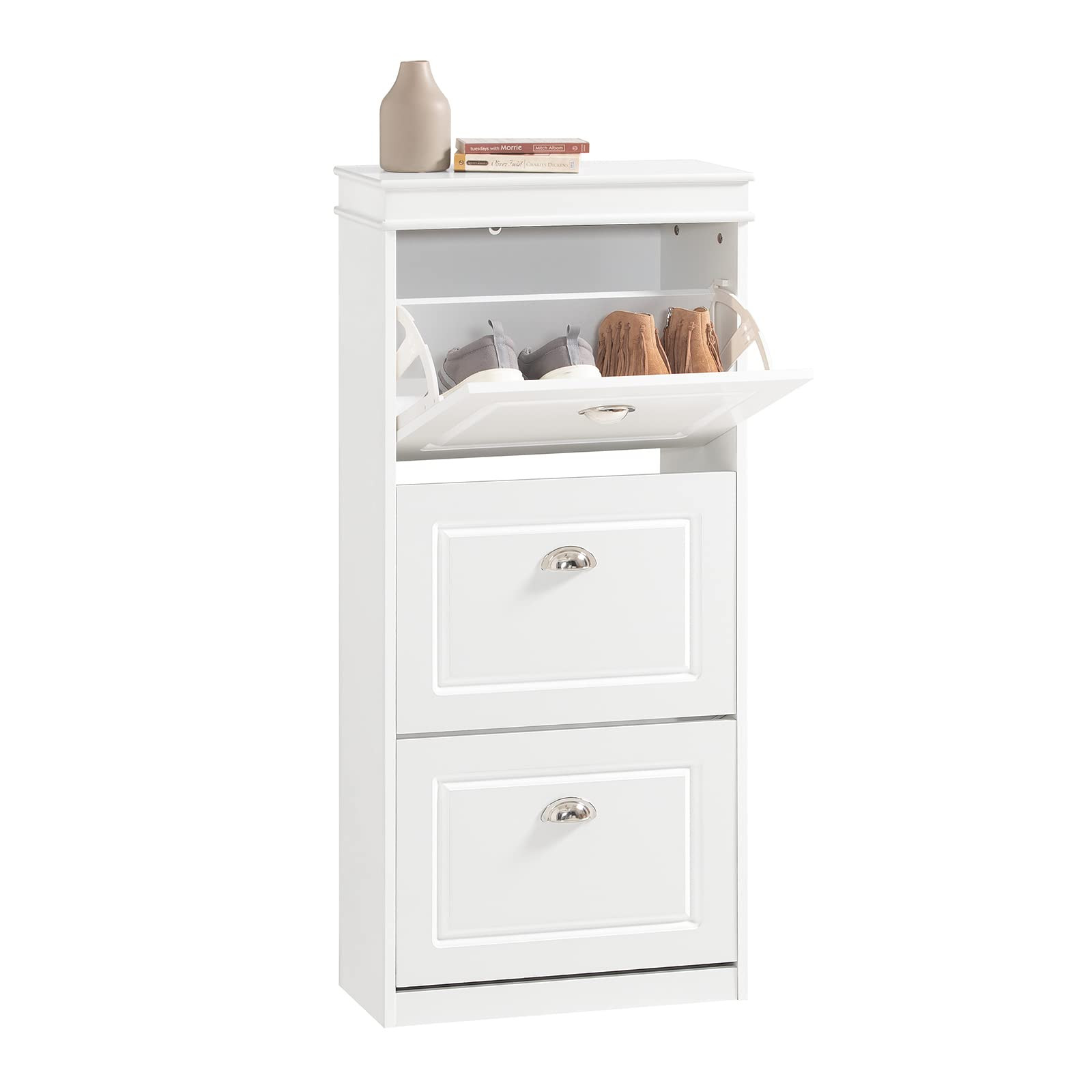 Haotian Narrow Shoe Cabinet, Slim Shoe Rack Entryway, Hidden Shoe Storage Organizer with 3 Flip D... | Amazon (US)