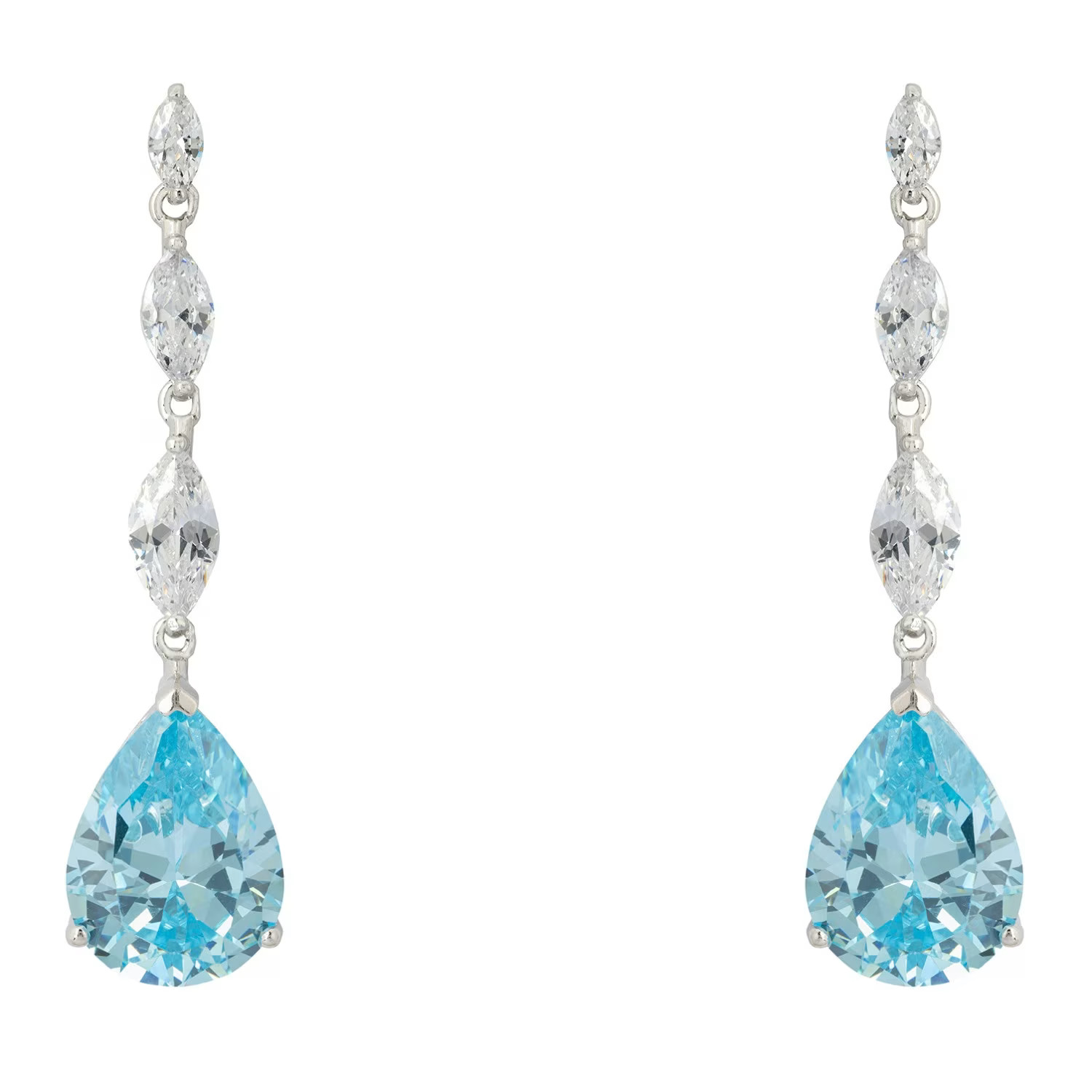 Zara Teardrop Blue Topaz Gemstone Earrings Silver | Wolf & Badger