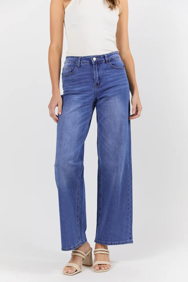 Monica Medium Wash Relaxed Jeans FINAL SALE | Pink Lily