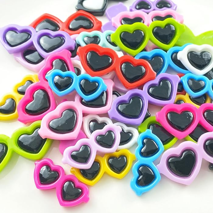 30PCS 2 Sizes Mini Heart Sunglasses Colorful Cartoon Resin Flatback Decor Accessories No Hole Cha... | Amazon (US)