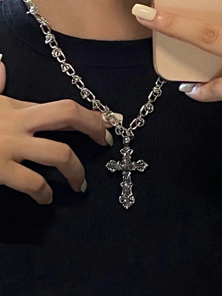 1PC Gothic Pendants Necklace For Men Couple Kpop Punk Chain Necklaces Long Korean Fashion Y2K Jew... | SHEIN