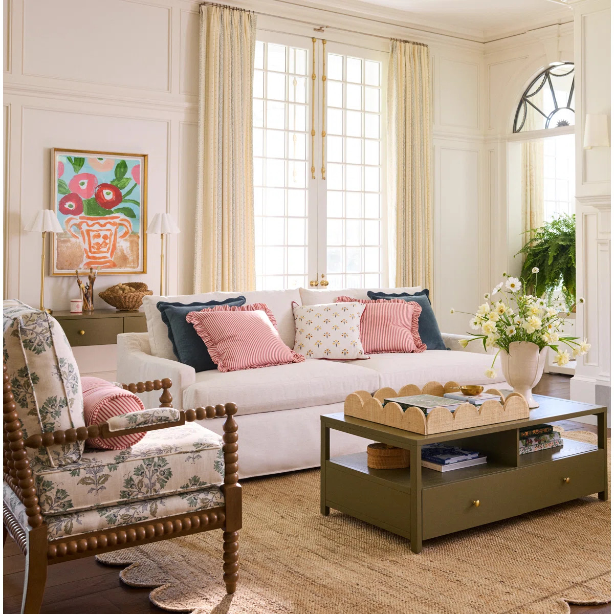 Collier Scalloped Edges Cotton Reversible Throw Pillow | Wayfair North America