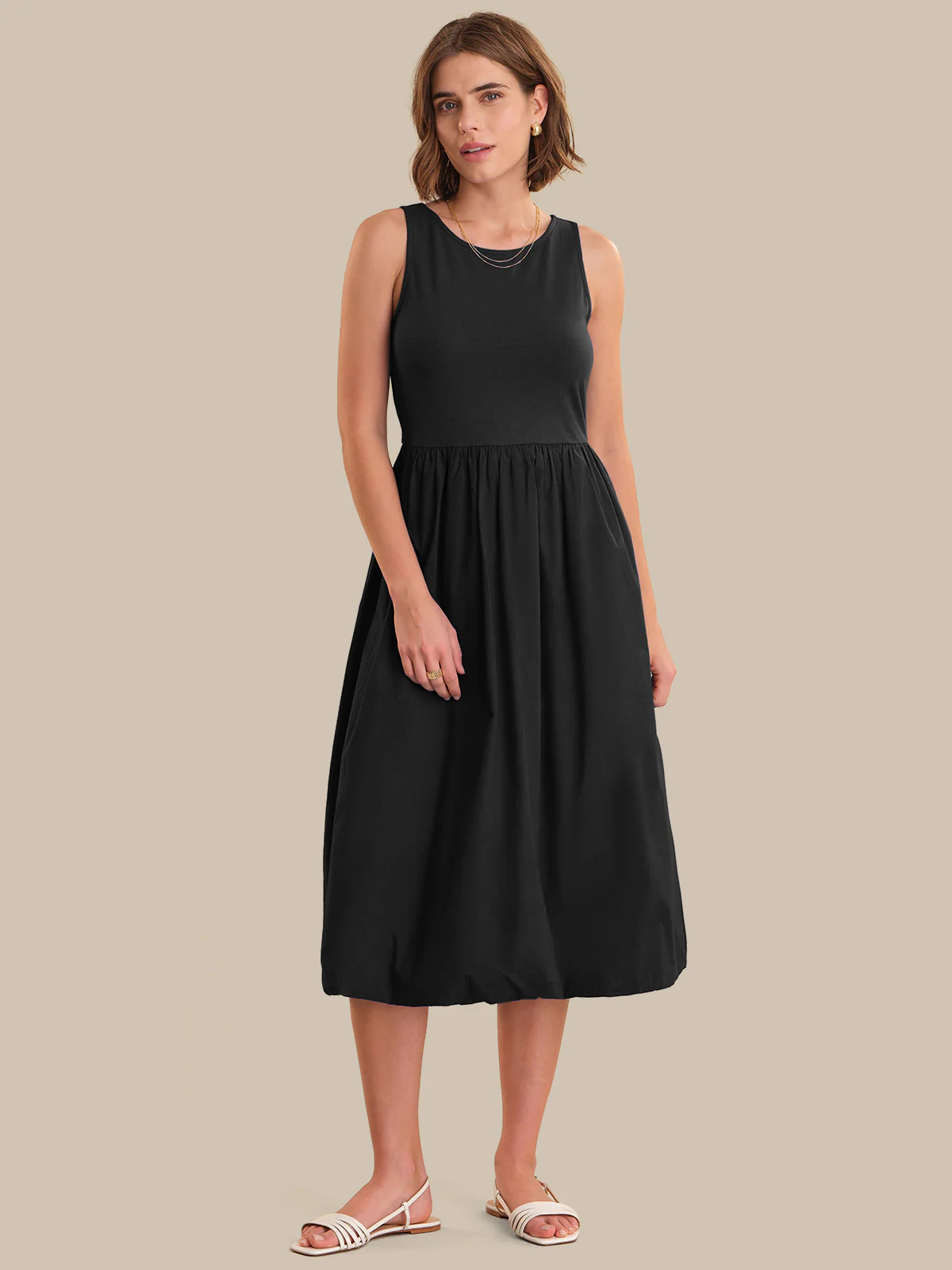 89th & Madison Bubble Hem Tank Midi Dress | 89th + Madison