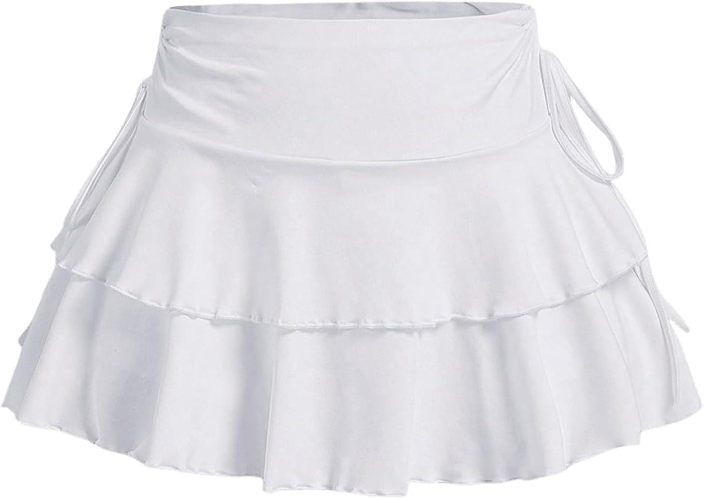 Women's Y2k Mini Ruffle Skirts with Shorts Tiered Layers Cute Elastic Waist Coquette Skort Drawst... | Amazon (US)