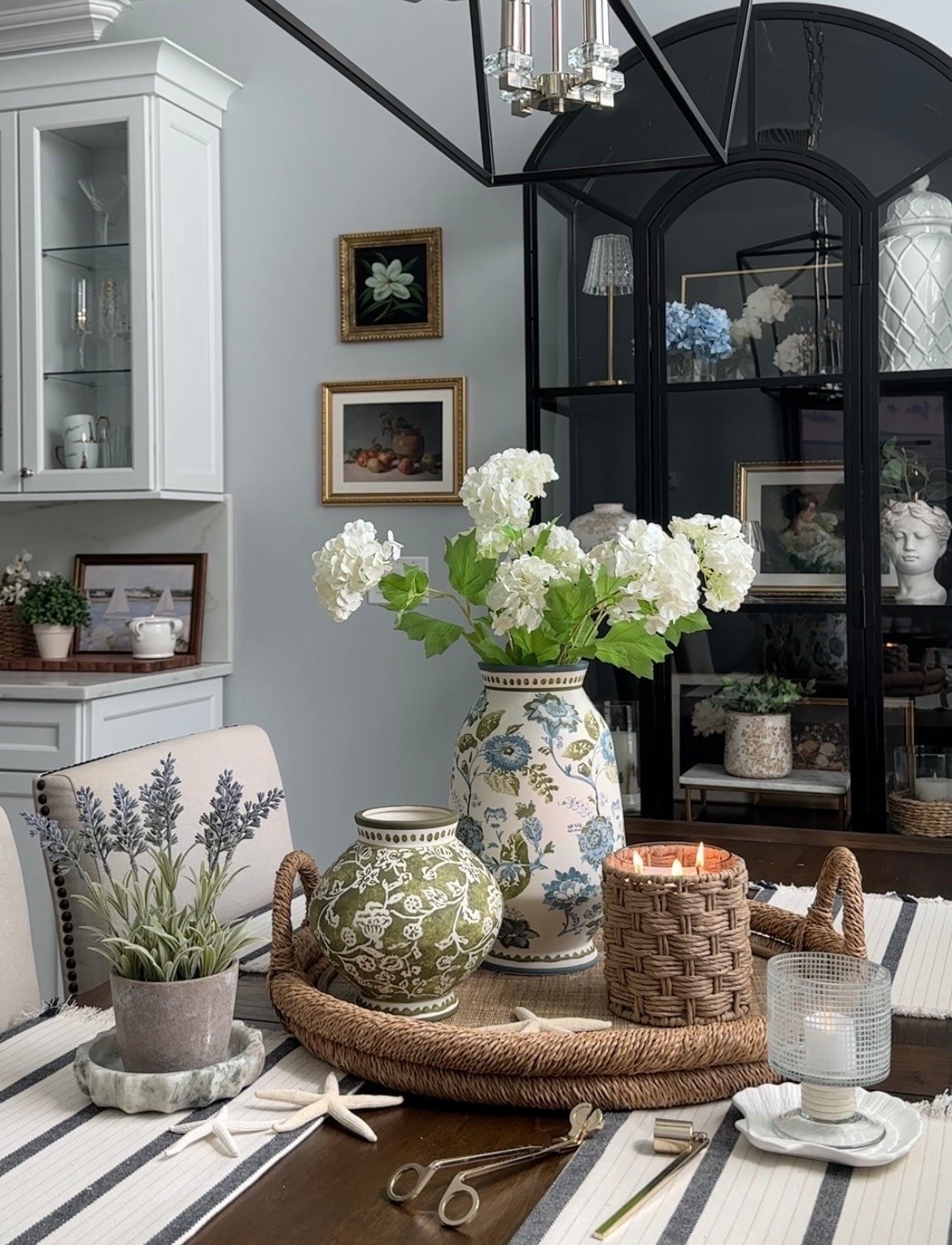 Summer tray with follower favorite vases, new rattan candle, small hurricane candle on sale, coastal decor, florals, artwork, plant arrangements, display cabinet, chandelier +more @Target Pottery Barn, Amazon home.

#LTKHome #LTKSaleAlert
