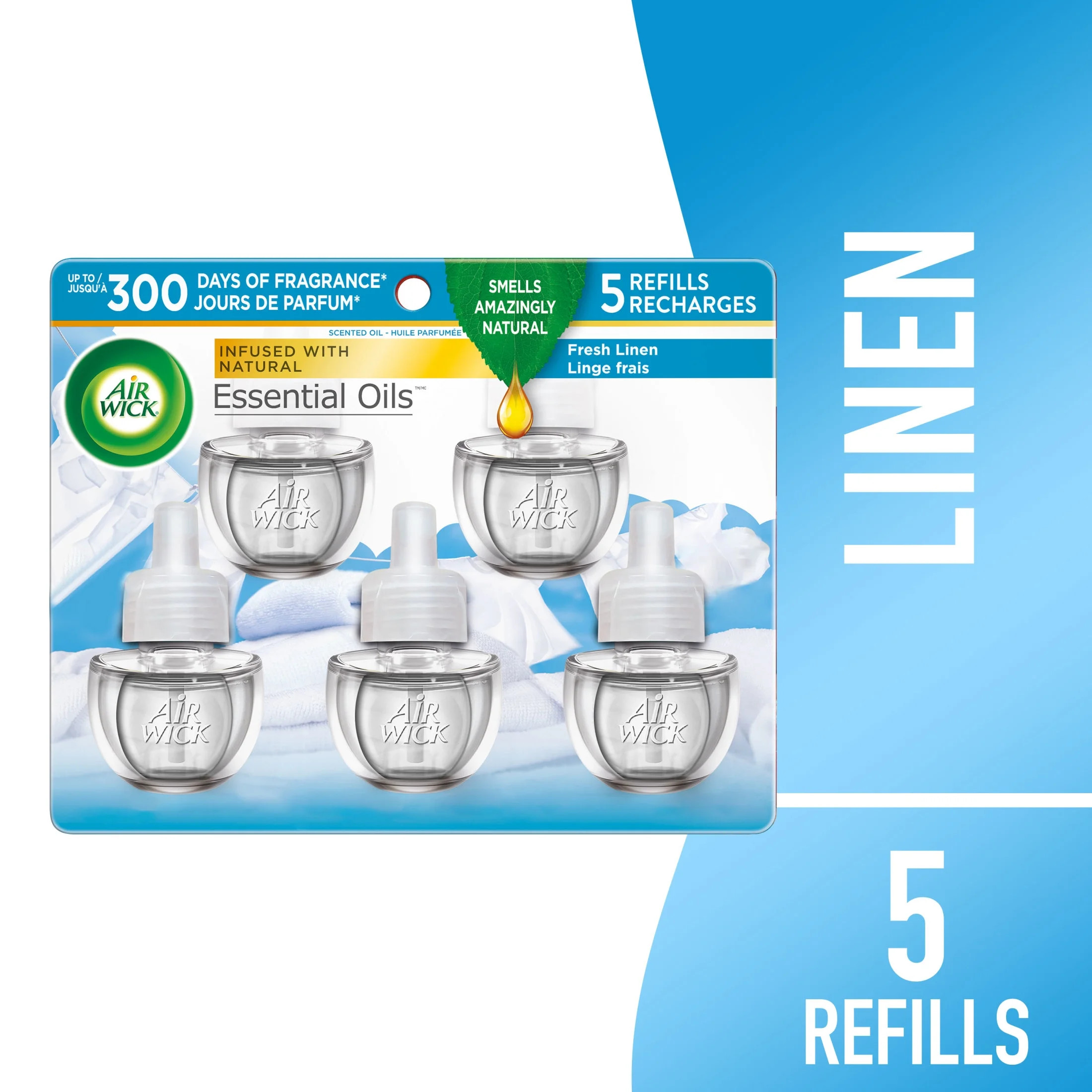Air Wick Plug in Scented Oil Refill, 5 Count, Fresh Linen, Air Freshener, Essential Oils | Walmart (US)