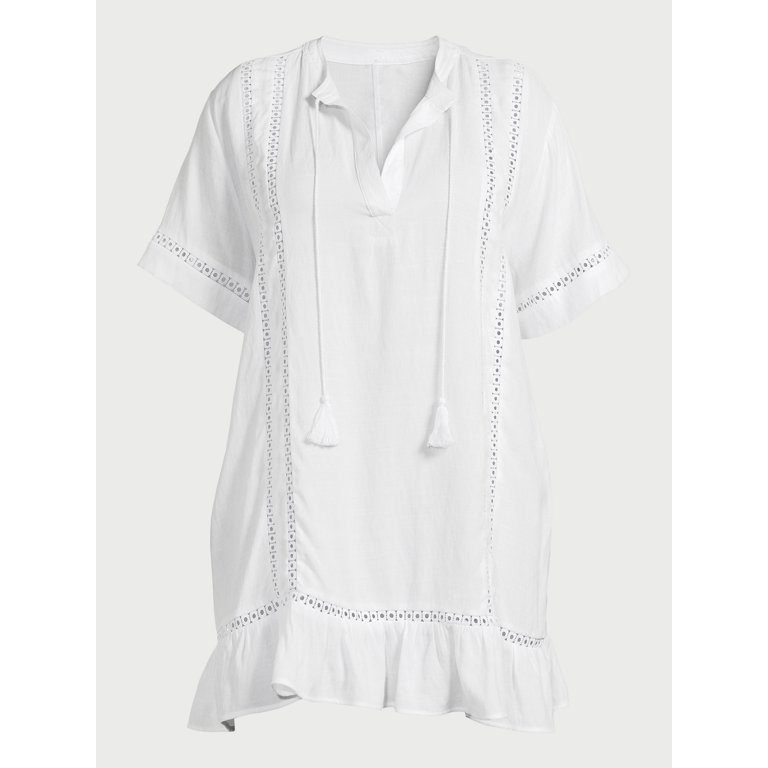 Time and Tru Women's and Women's Plus Peplum Tunic Coverup Dress, Sizes S-3X | Walmart (US)