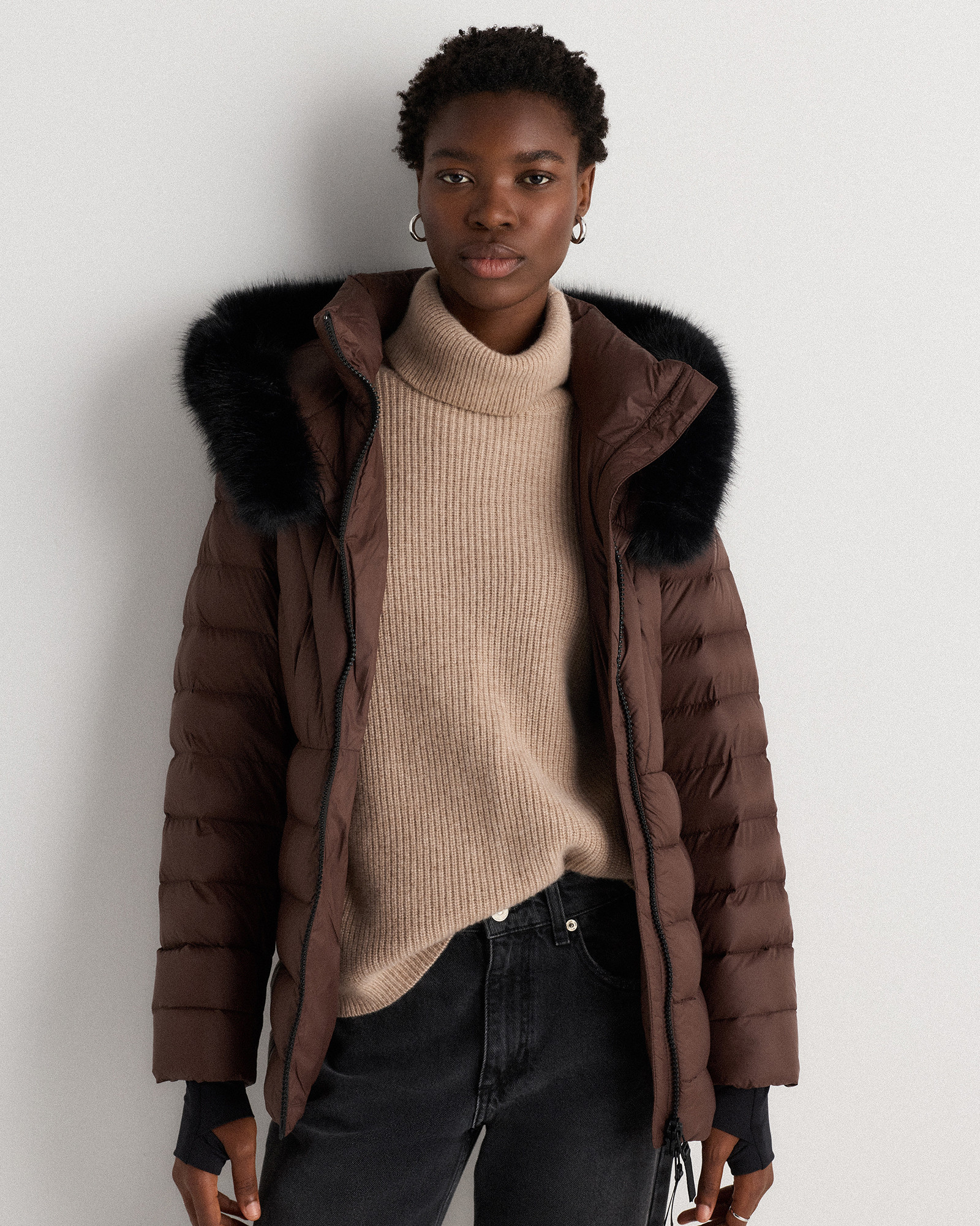 Responsible Down Belted Puffer Coat in Black | Quince