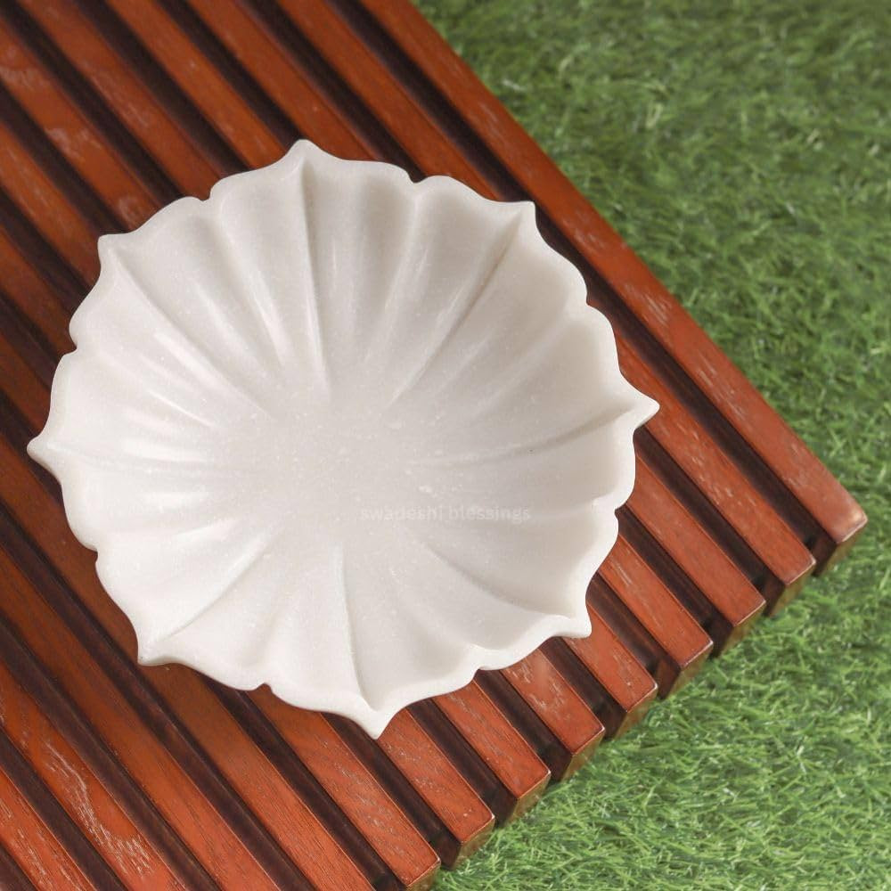 SWADESHI BLESSINGS HandCrafted Marble Lotus Bowl/Organic Modern Home Decor Bowl/Fruit Bowl/Vintag... | Amazon (US)