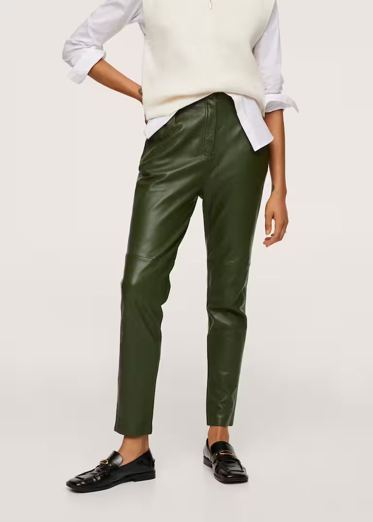 Leather crop pants -  Women | Mango USA | MANGO (US)