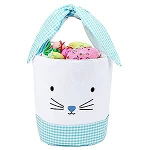 Plaid Easter Bunny Basket Bags for Kids Canvas Egg Hunt Basket Bucket Monogrammed Rabbit Egg Gift... | Amazon (US)