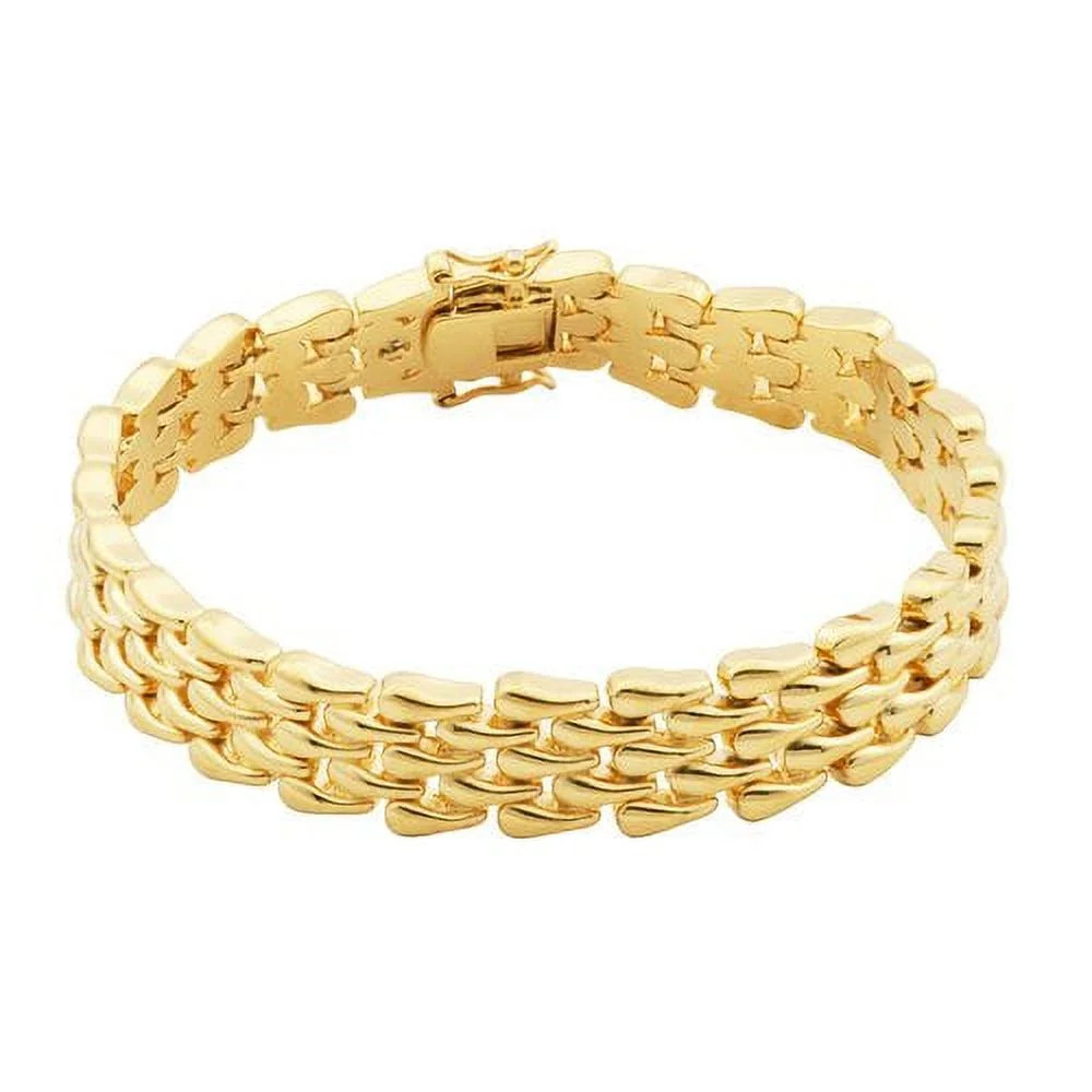 Women's 18kt Gold over Brass Interlocking High-Polish Multi-Row Bracelet, 7.5" | Walmart (US)