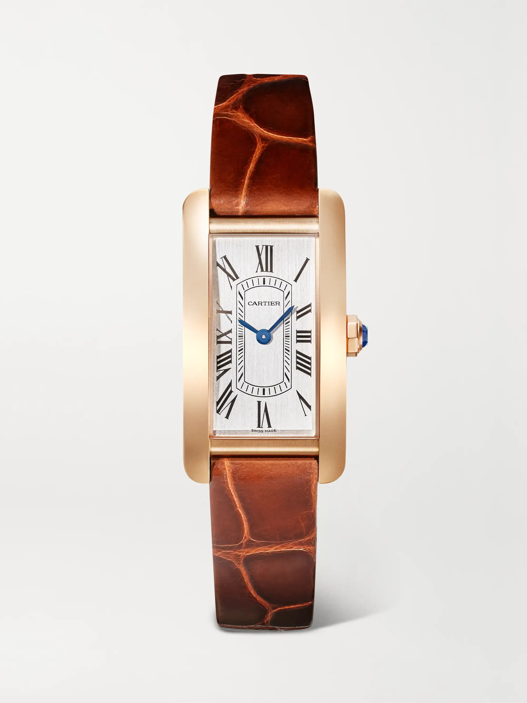 Tank Américaine 35,4 mm kleine Uhr aus 18 Karat Roségold und Alligatorleder | NET-A-PORTER (UK & EU)