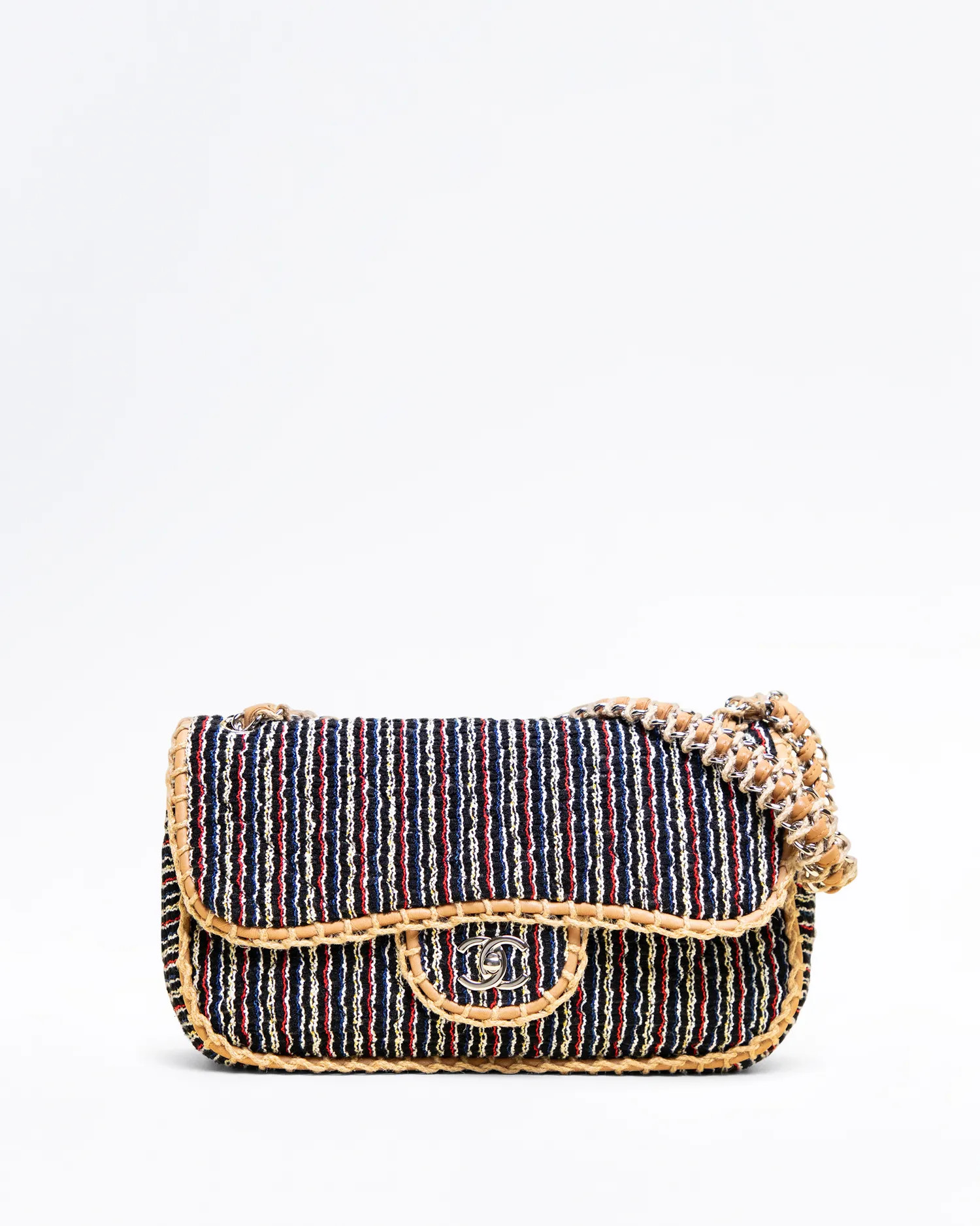 St. Tropez Tweed Woven Large Flap Bag | Vivrelle