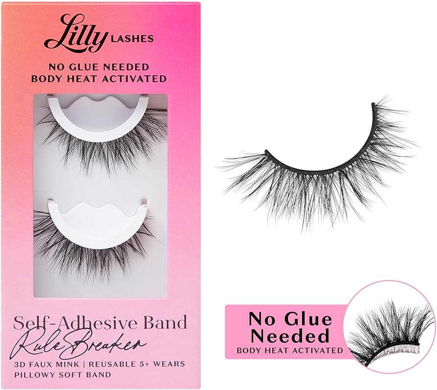 Lilly Lashes 3D Self Adhesive Eyelashes, No Lash Glue Needed, Body Heat Activated Press on Lashes... | Amazon (US)