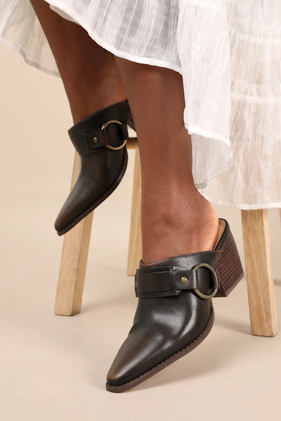 Filippa Coffee Pointed-Toe O-Ring Mules | Lulus
