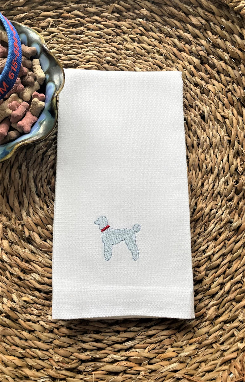 Standard Poodle Kitchen Towel | Poodle Embroidered Hand Towel | Dish Towel | Etsy (US)
