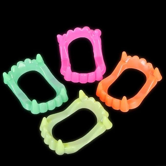 Halloween Teeth Neon Fangs Teeth, Costume, Funny Halloween Dress-Up, Pretend Play Decoration (12-... | Amazon (US)