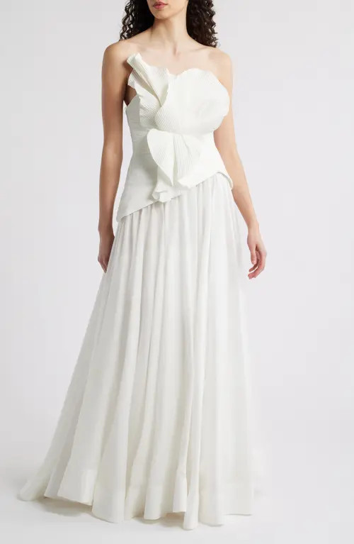 Acler Sageston Strapless Gown in Ivory at Nordstrom, Size 8 | Nordstrom