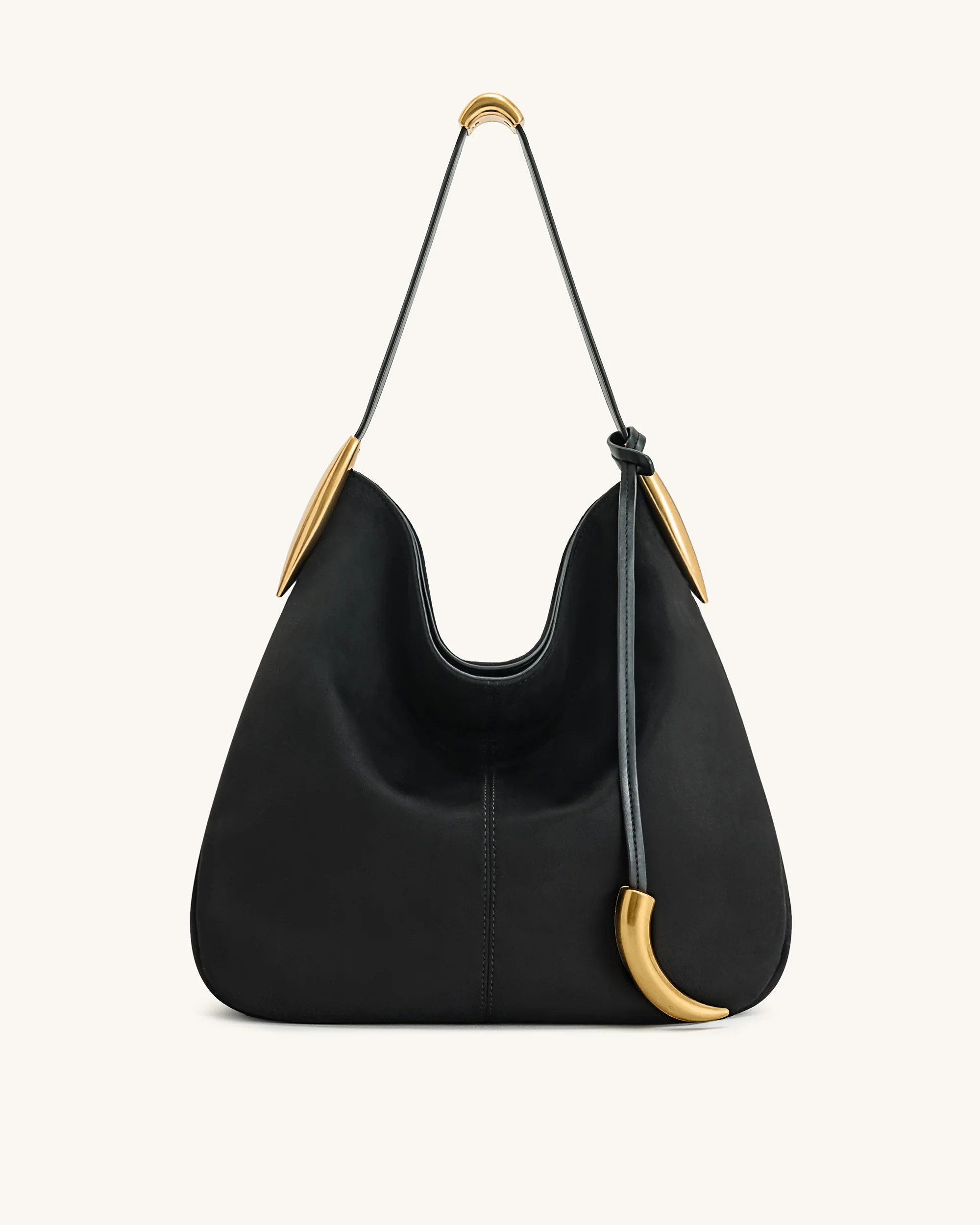 Nina Metal Charm Hobo Bag - Black | JW PEI US