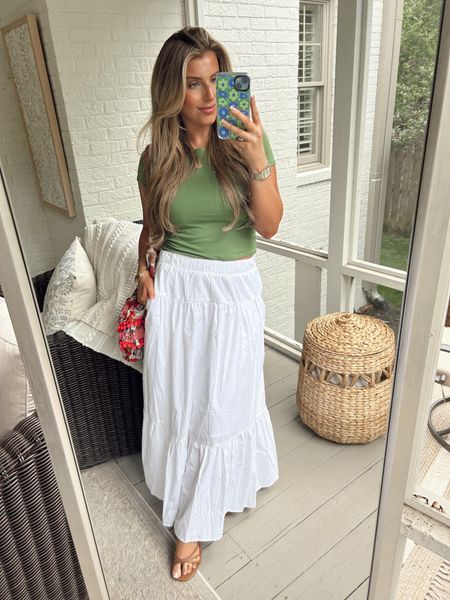 White tiered maxi skirt (small!) and baby tee (small!) 

Spring ootd, casual spring outfit, mom outfit, casual summer outfit inspo 

#LTKFind #LTKunder100 #LTKtravel