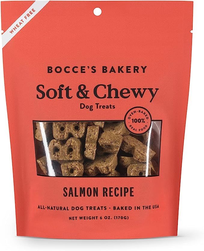 Bocce’s Bakery Oven Baked Salmon Recipe Treats for Dogs, Wheat-Free Everyday Dog Treats, Made w... | Amazon (US)