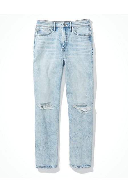AE Ripped 90s Boyfriend Jean Women's Icy Blue 12 Short | American Eagle Outfitters (US & CA)