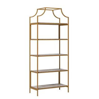 SAUDER International Lux 70.866 in. Faux Deco Stone Metal 5-Shelf Accent Bookcase-428207 - The Ho... | The Home Depot