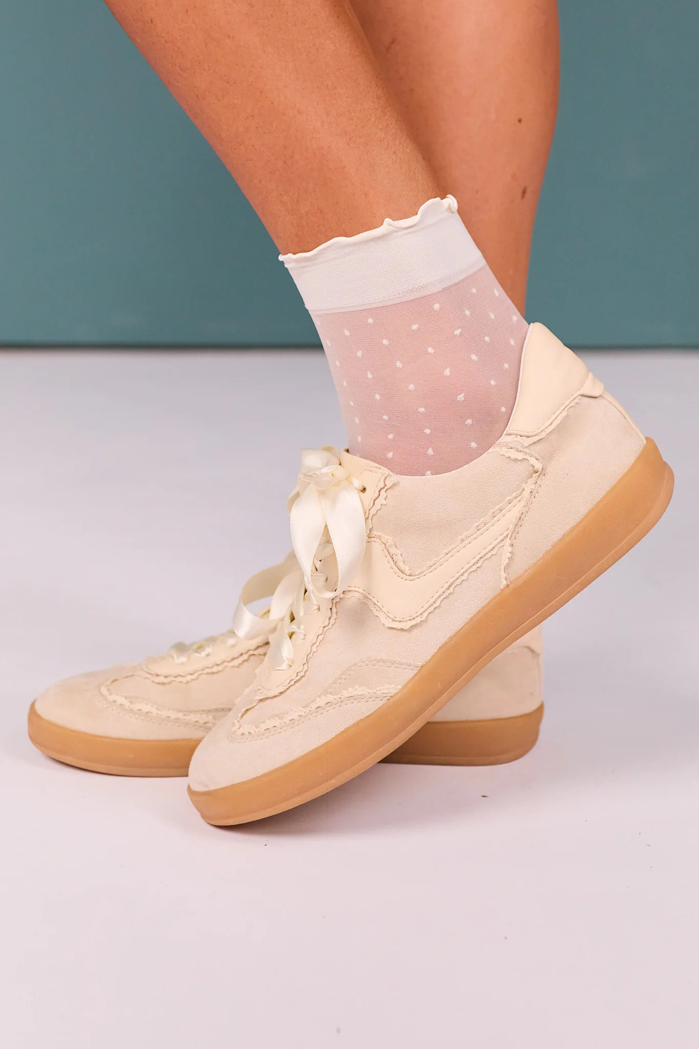 Cream Retro Lace-up Sneakers | SSYS