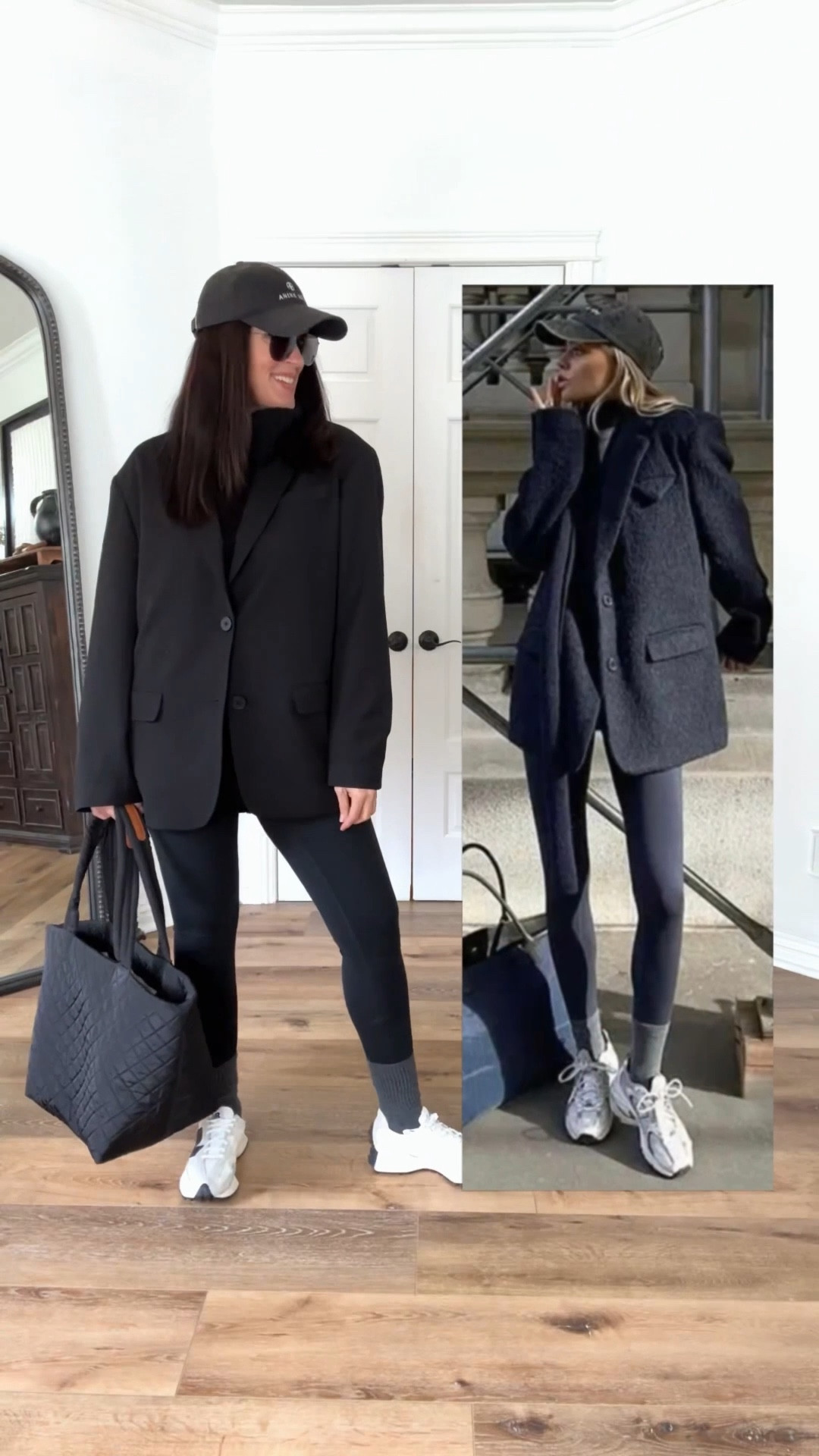 How I’m styling leggings after 50!

Sizing:
Leggings-Amazon, medium 
Turtleneck-Amazon, medium
Blazer-TFS | The Label, wearing large here  

casual outfit | winter outfit | black leggings | oversized blazer | TFS The Label | New Balance 327 | travel outfit #LTKStyleTip

#LTKFindsUnder50 #LTKOver40