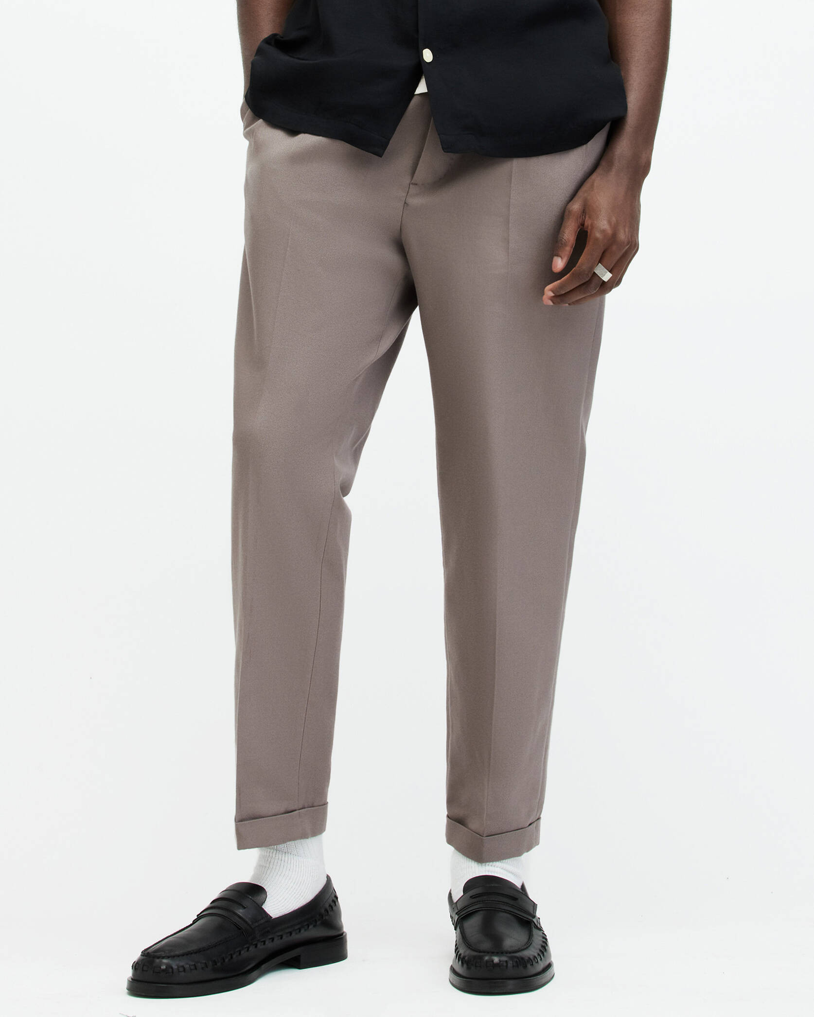 Tallis Slim Fit Cropped Trousers CHESTNUT BROWN | ALLSAINTS US | AllSaints US