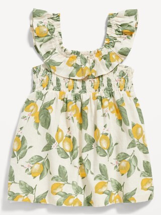 Sleeveless Ruffled Linen-Blend Dress for Baby | Old Navy (US)