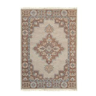 EORC Beige 8 ft. x 10 ft. Hand Knotted Wool Traditional Tabriz Area Rug IE477BG8X10 - The Home De... | The Home Depot