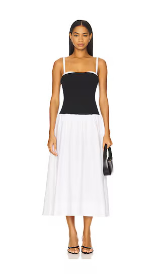Hepburn Midi Dress in Black & White | Revolve Clothing (Global)