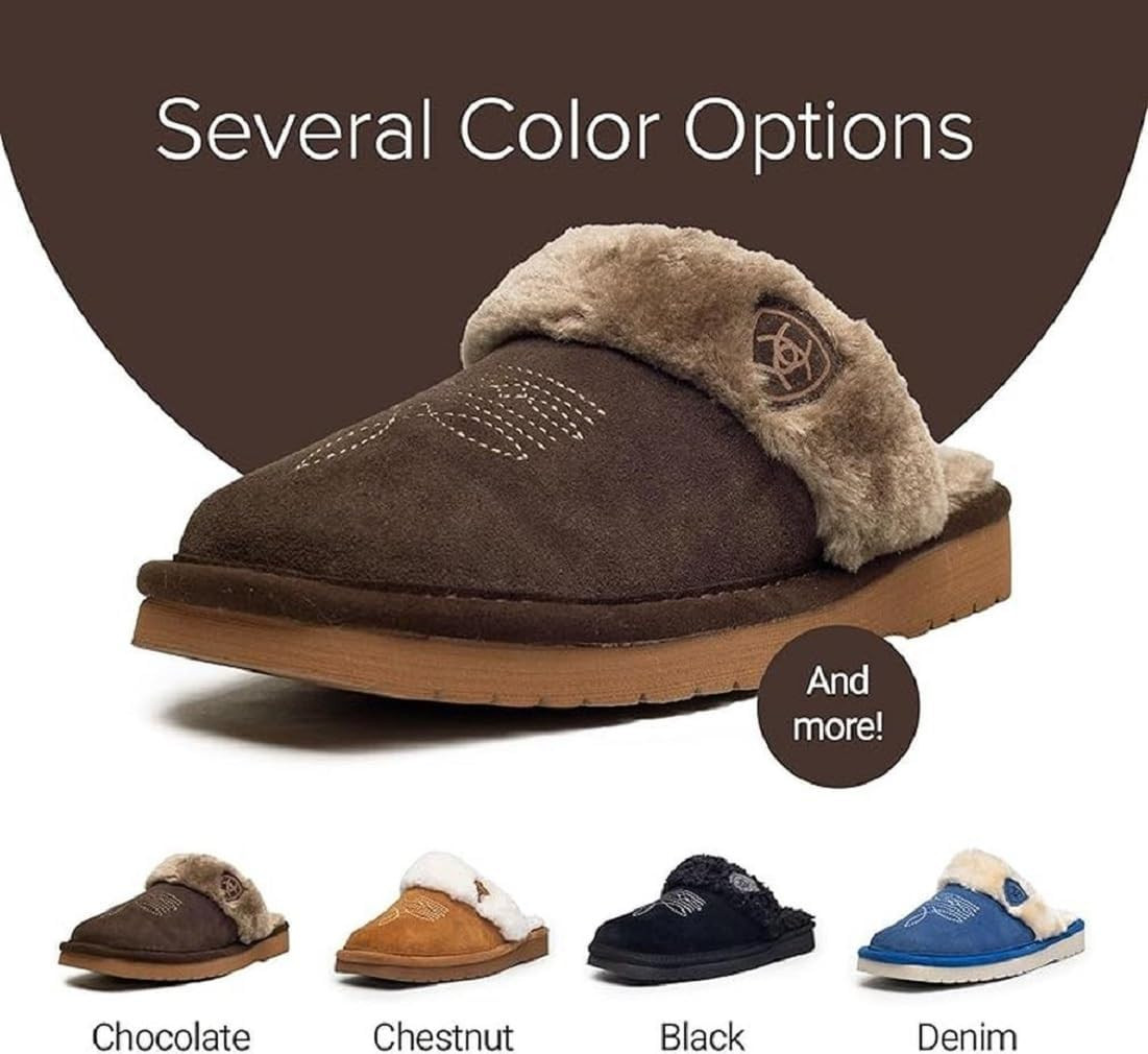 ARIAT Jackie Women's Suede Slippers, Boot Look Square Toe | Amazon (US)